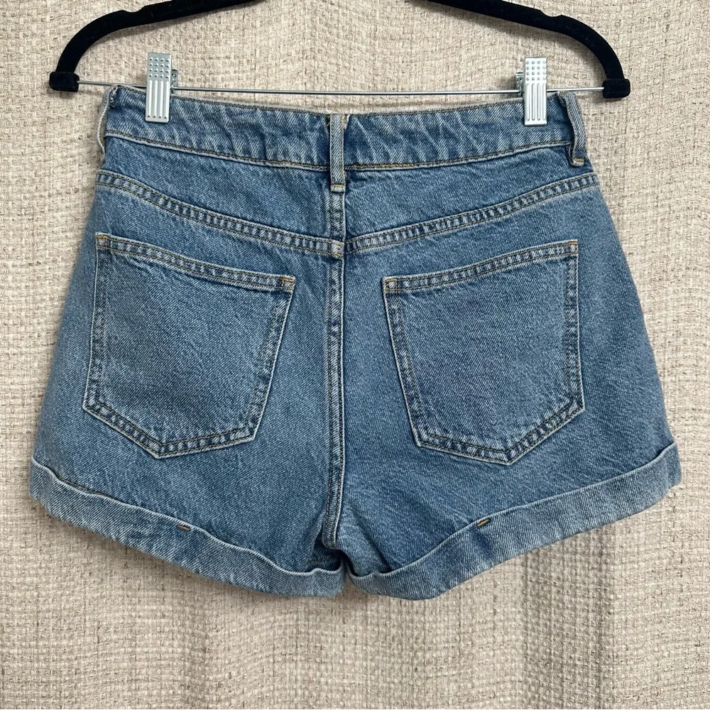 Pacsun Mom Shorts High Waisted Denim Rolled Cuff Blue Size 26 - Picture 3 of 4